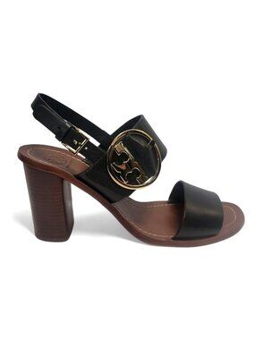 Tory Burch Thames Sandal Two-Tone Black & Brown Leather